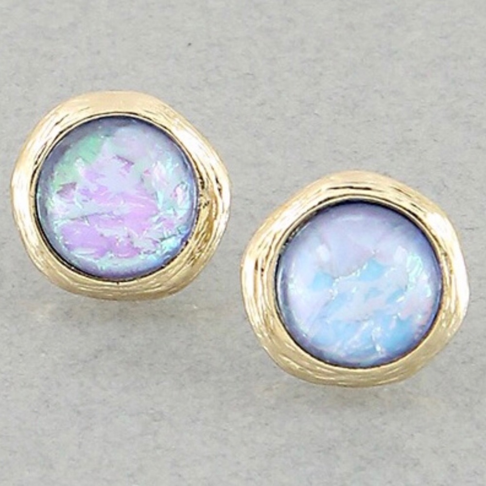 Circle Iridescent post earrings